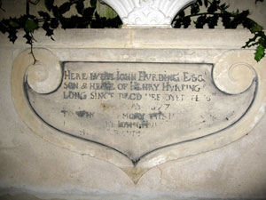 Memorial to John Hurding in the north transept