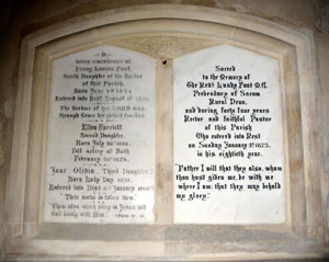 Foote memorial on the north wall of the chancel