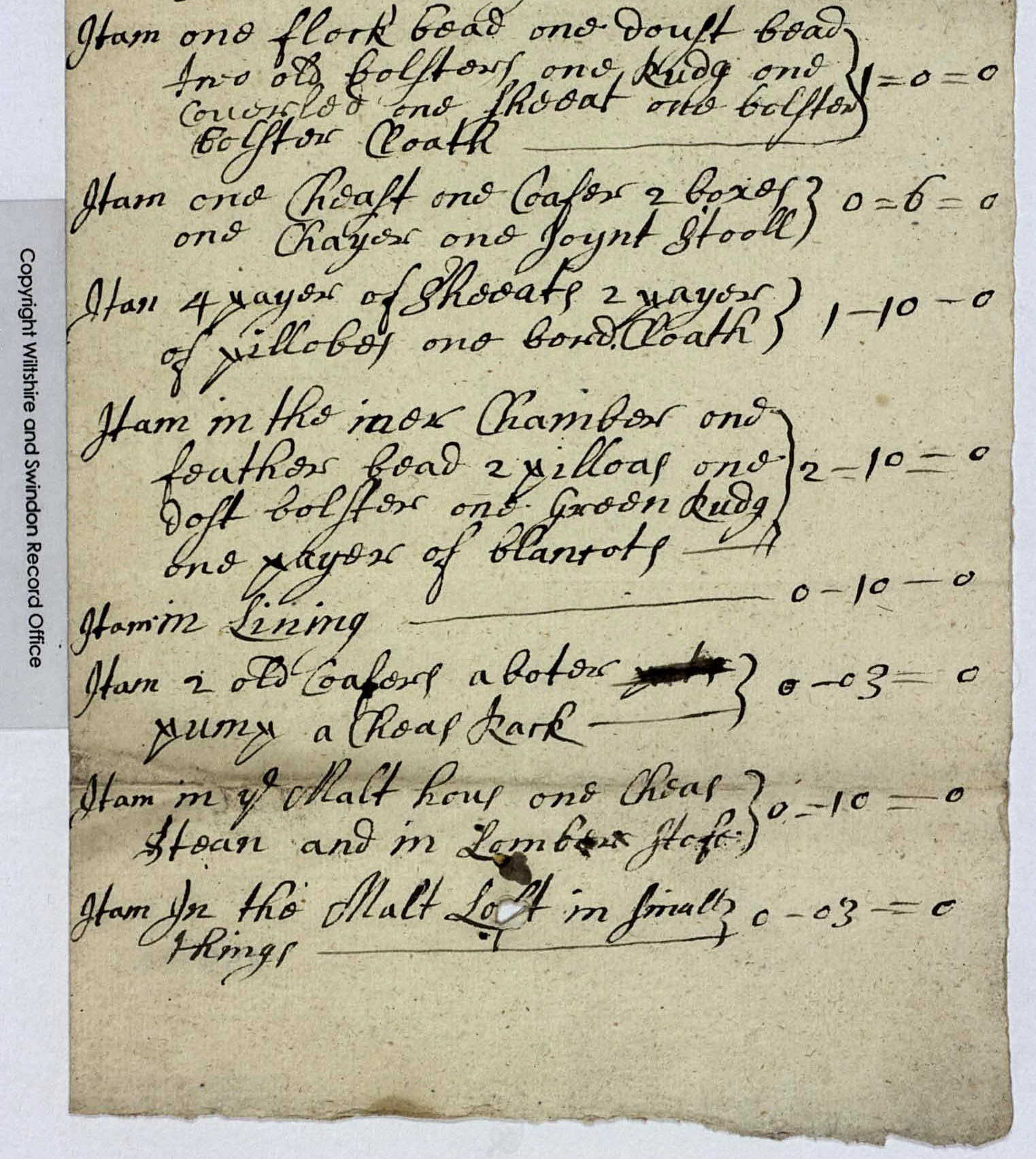 Inventory Goods Robert Winsor 1699b